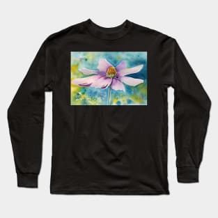 Pink Flower Watercolor Art Long Sleeve T-Shirt